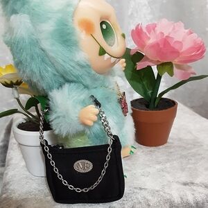 Doll Purse For 17 Cm  Dolls  Real Working Zipper Black